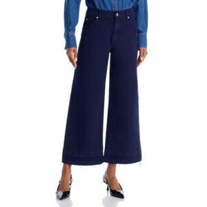 Kobi Halperin Rafaella Navy Blue Wide Leg Cropped Raw Hem Jeans 25